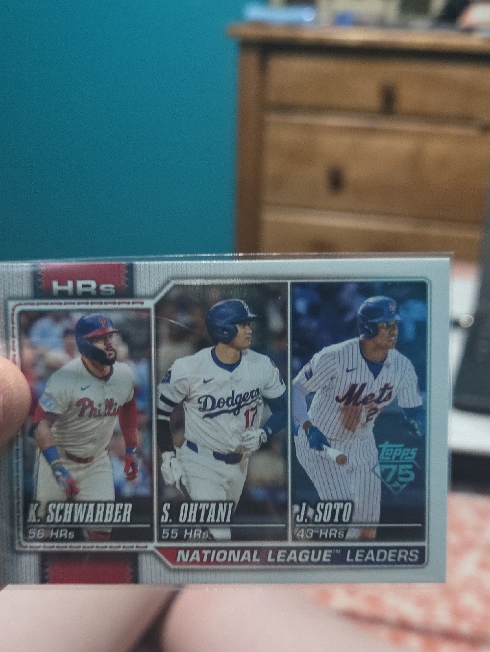 Topps National League Leaders Card - Blue, White, Red Accents